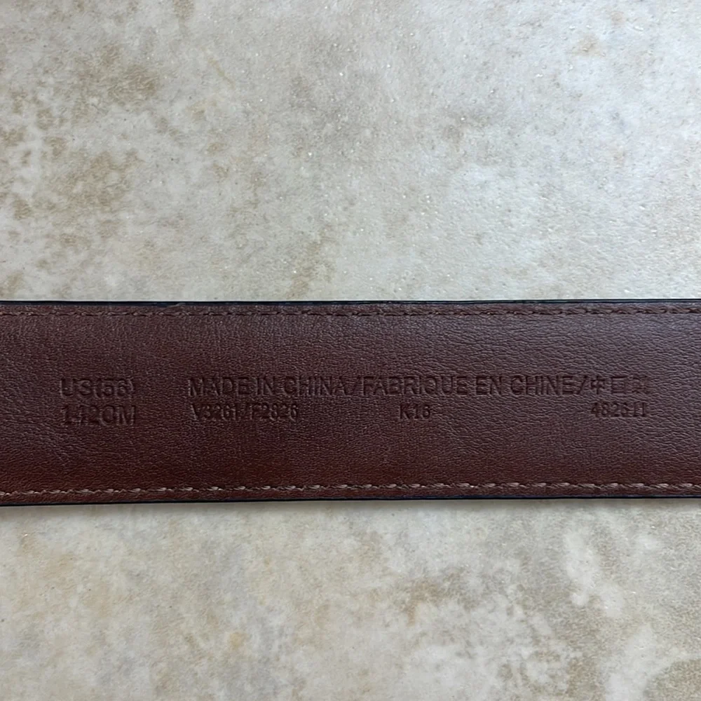 Lands’ End Belt Cow Leather The Outfitters Black Size 56 Silver Buckle Classic
